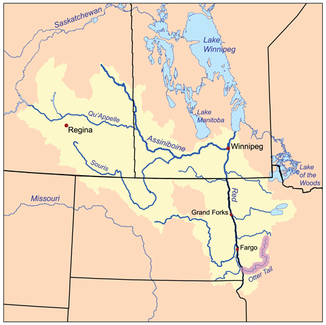 Einzugsgebiet des Red River of the North, der Otter Tail River ist hervorgehoben