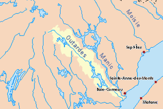 Einzugsgebiet des Rivière aux Outardes in gelb