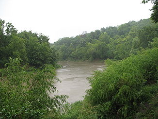 Der Platte River bei der Mündung in den Missouri River bei Farley