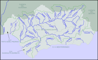 Lage des Río Guadalete im Südwesten Andalusiens