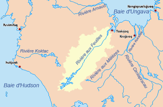 Lage des Rivière Arnaud im oberen Teil der Karte