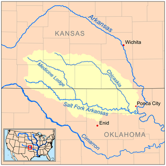 Lage des Medicine Lodge River im Einzugsgebiet des Salt Fork Arkansas River