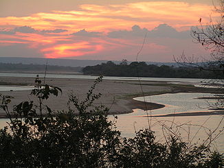 Sonnenuntergang über dem Rufiji im Selous