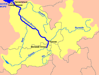 Der Jug (Юг) bildet den rechten Quellfluss der Nördlichen Dwina im Süden ihres Einzugsgebiets