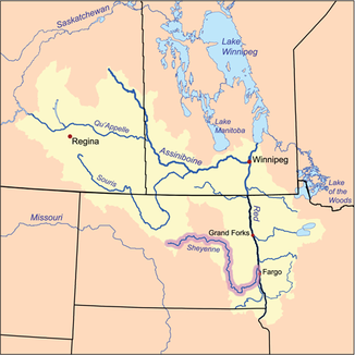 Einzugsgebiet des Red River of the North, Sheyenne River hervorgehoben