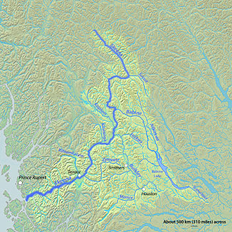 Lage des Babine River innerhalb des Einzugsgebiets des Skeena River