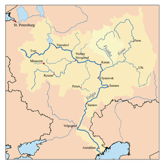 Flusssystem von Wjatka, Kama und Wolga