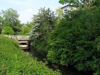 Die Ziethe im Norden der Stadt Köthen (Anhalt), Brücke zwischen den Straßen Am Dreiangel und dem Güterseeweg.