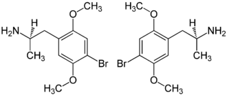 Struktur der beiden Enantiomeren von 2,5-Dimethoxy-4-bromamphetamin
