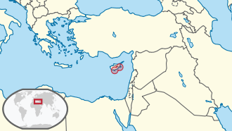 Lage von Akrotiri und Dekelia (in Rot)