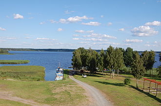Blick von der Hütte Åminne auf den Vidöstern