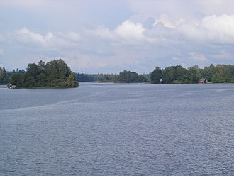 Blick auf den See Bolmen von Piksborg aus.