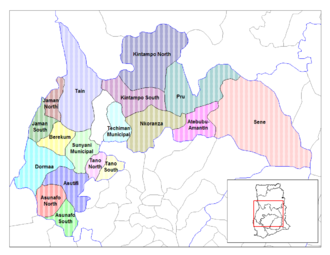 Lage des Distrikts Asutifi innerhalb der Brong-Ahafo Region