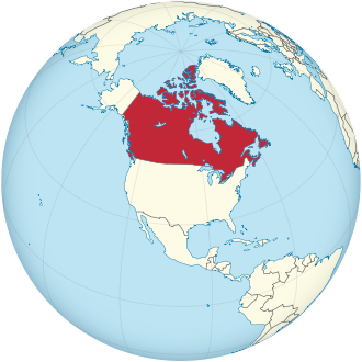 Canada on the globe (North America centered).svg