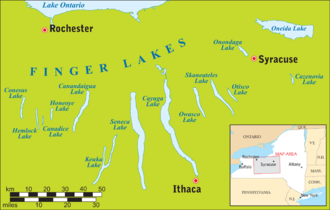 Lage von Oneida Lake und den eigentlichen Finger Lakes