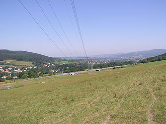 Der Jablunkapass vom Berg Gírová aus gesehen; Blick Richtung Nordwesten
