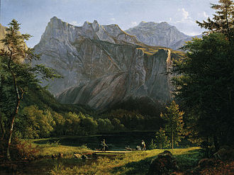 Der hintere Langbathsee; Gemälde von Josef Feid, 1834