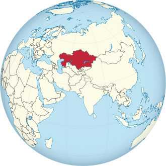 Kazakhstan on the globe (Eurasia centered).svg