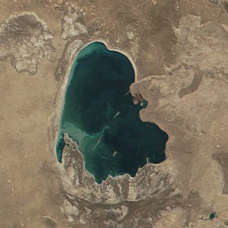 Der Sarykamysch-See vom Weltraum aus gesehen, Dezember 2001