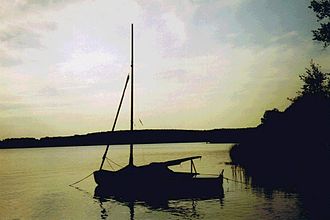 Abendstimmung bei „Gränert“, einem Strand am Möserschen See