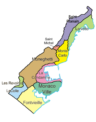 Die zehn Stadtbezirke von Monaco
