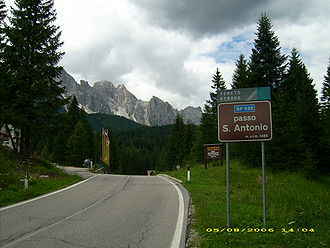 Passo San Antonio Blick auf das Wirtshaus in nördlicher Richtung.