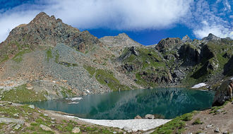 Schwarzsee, dahinter Rotkopf (2.985 m) und Zsigmondyspitze (3.089 m)