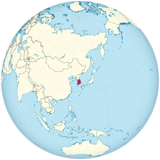 South Korea on the globe (Japan centered).svg