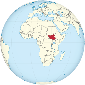 South Sudan on the globe (claimed hatched) (Africa centered).svg