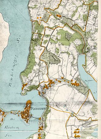 Mechower See (rechts) auf der Wiebekingschen Karte von vor 1793