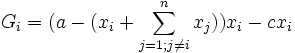  G_i = (a-(x_i+\sum_{j=1; j\neq i}^n x_j))x_i-cx_i  