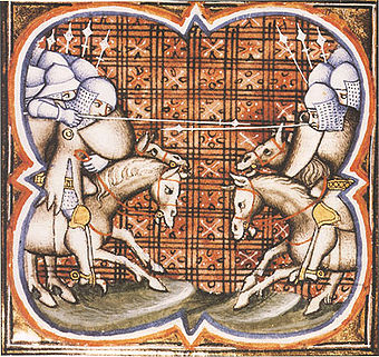 Schlacht bei Muret, Darstellung aus der Grandes Chroniques de France, 14. Jhd.