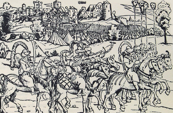 Belagerung von Güns 1532, Bildausschnitt eines Kupferstichs von Eduard Schön