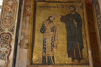 Roger II. wird von Christus gekrönt, Mosaik in La Martorana