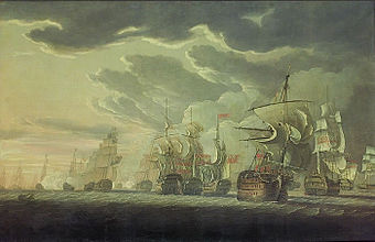 Seeschlacht bei Kap St. Vincent, gemalt von Robert Cleveley im Jahre 1798