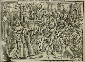 Thomas Cranmer auf dem Scheiterhaufen (John Foxe's Book of Martyrs)