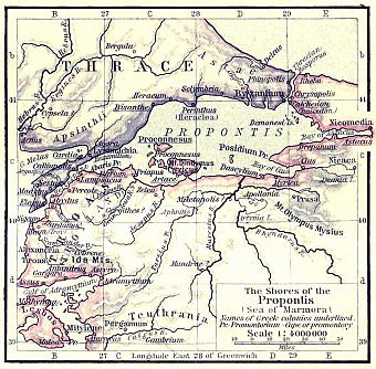 Karte des Hellespont in der Antike