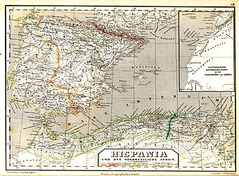 Hispania und das nordwestliche Africa, H. Kiepert: Historisch-geographischer Atlas der alten Welt, Weimar 1861, Tafel XIII.