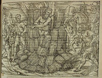 Hieronymus von Prag auf dem Scheiterhaufen, John Foxe's Book of Martyrs (1563)