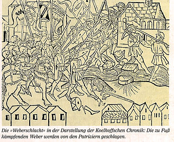 Weberschlacht, 1371 (Holzschnitt aus der Koehlhoffschen Chronik, August 1499)