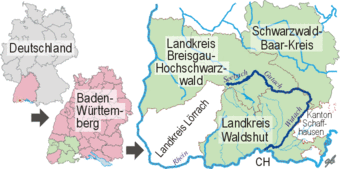 Die geografische Lage der Wutach