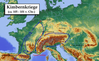 Züge der Kimbern und Teutonen von 105 bis 101 v. Chr.