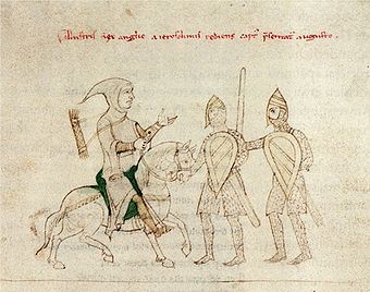 Gefangennahme von Richard Löwenherz, Detail aus dem Liber ad honorem Augusti von Petrus de Ebulo, um 1196
