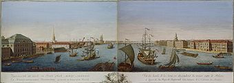 Kupferstich: Sankt Petersburg und Newa (1753)