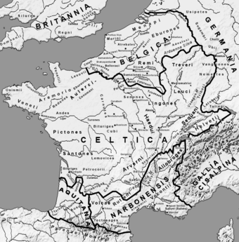 Karte von Gallien zur Zeit Caesars (58 v. Chr.)