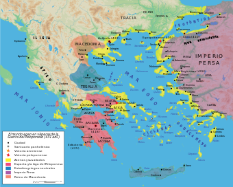 Karte mit den letzten Schlachten des Peloponnesischen Krieges