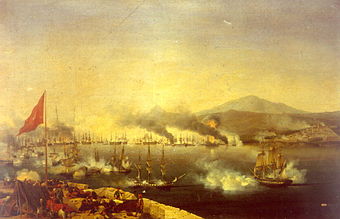 Seeschlacht von Navarino, gemalt von Garneray
