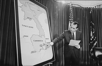 US-Präsident Richard Nixon kündigt in einer Fernsehansprache den Angriff auf Kambodscha an (30. April)