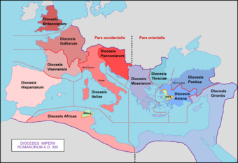 Das Römische Reich und seine Diözesen um 300