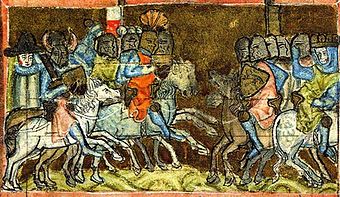 Schlacht bei Bornhöved (1227) aus der Sächsischen Weltchronik (14. Jahrhundert)